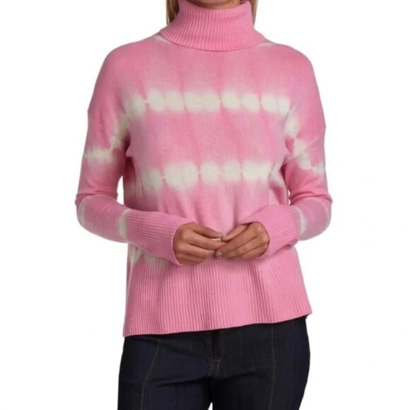 Cinq a Sept Kenny Pink Tie Dye Wool Cashmere Turtleneck Sweater - Picture 1 of 8